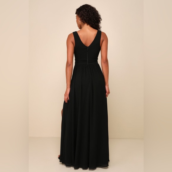 Lulus-Thoughts of Hue Black Surplice Maxi Dress - Picture 3 of 5